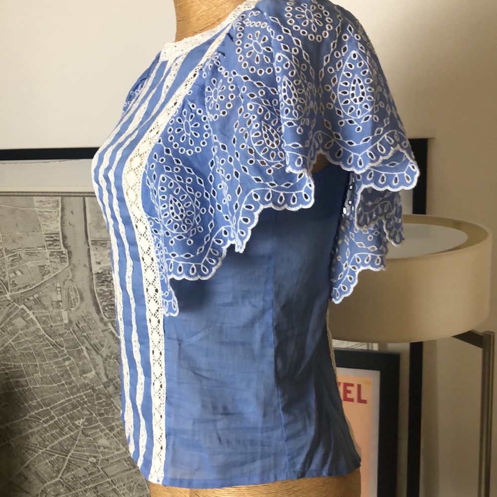 Anthropologie blue top Size 2 - Picture 5 of 10
